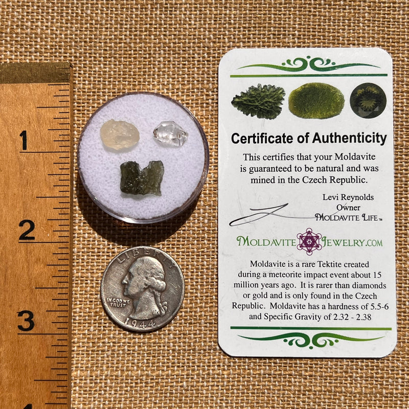 Moldavite, Phenakite, & Herkimer Diamond #62-Moldavite Life