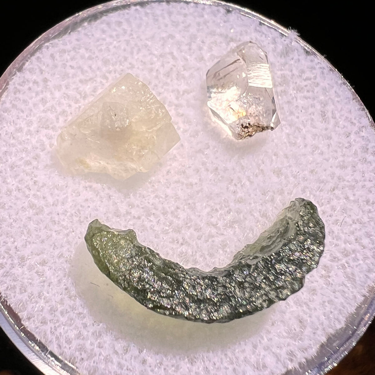 Moldavite, Phenakite, & Herkimer Diamond #64-Moldavite Life