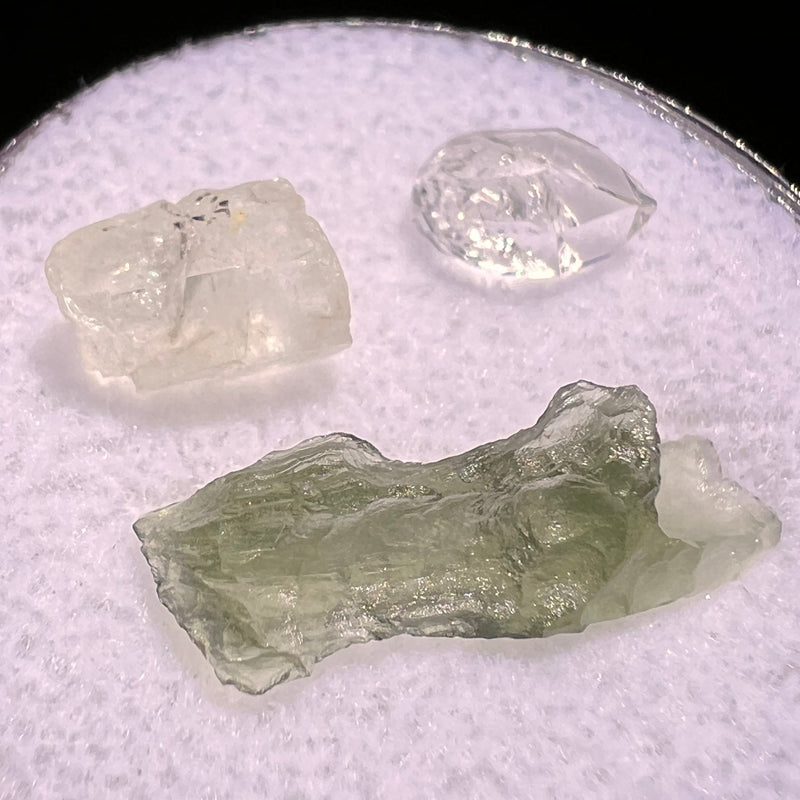 Moldavite, Phenakite, & Herkimer Diamond #65-Moldavite Life