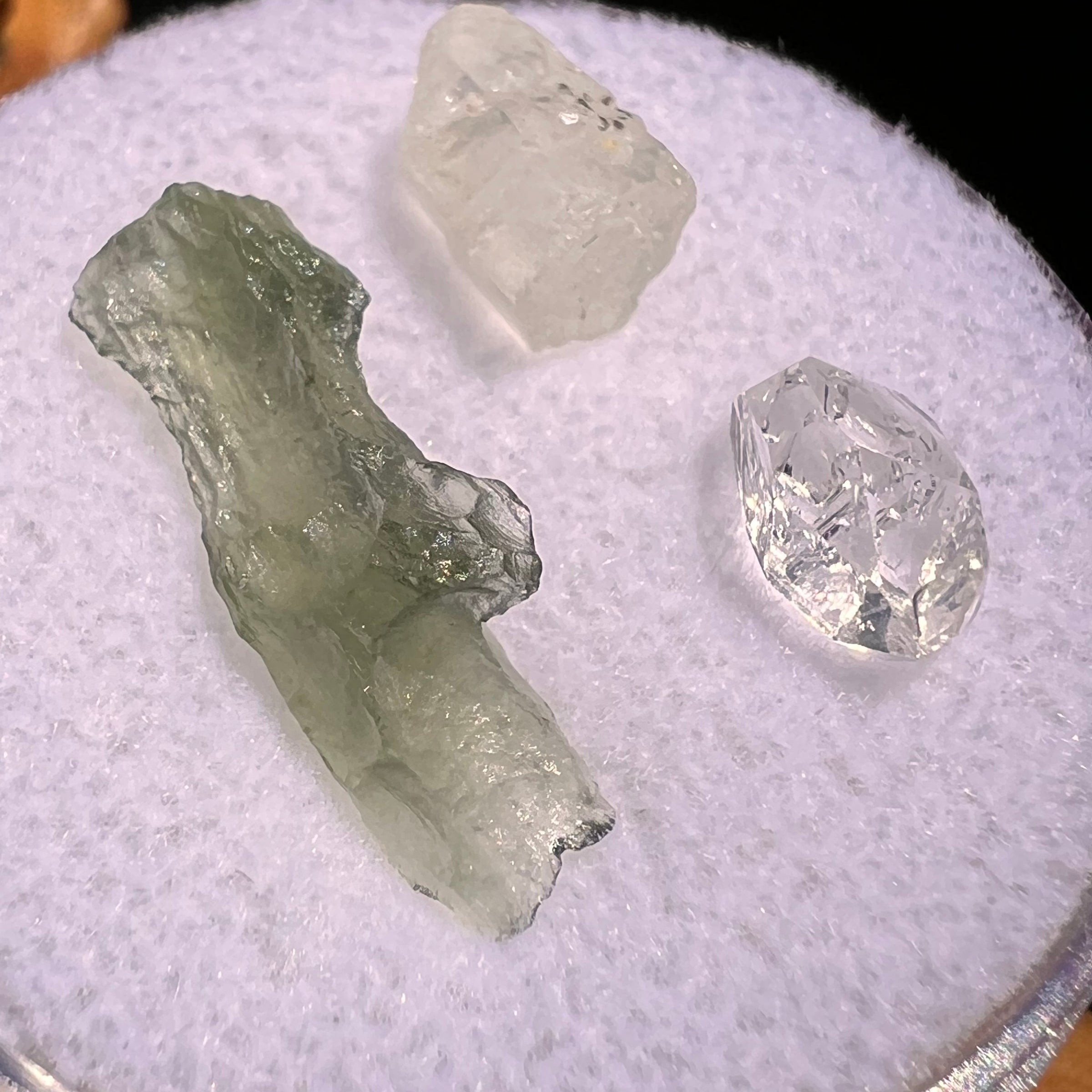 Moldavite, Phenakite, & Herkimer Diamond #65-Moldavite Life