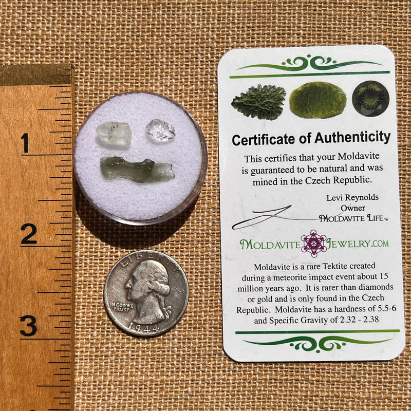 Moldavite, Phenakite, & Herkimer Diamond #65-Moldavite Life