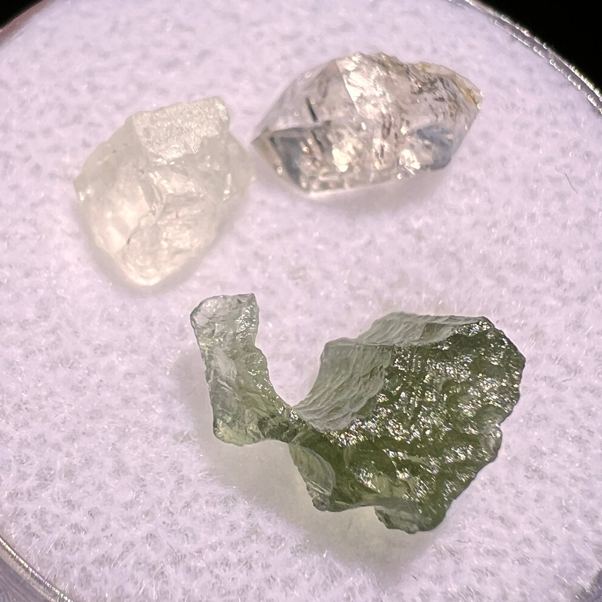Moldavite, Phenakite, & Herkimer Diamond #66-Moldavite Life