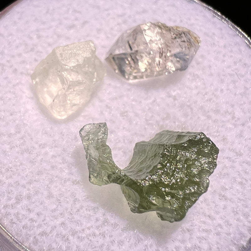 Moldavite, Phenakite, & Herkimer Diamond #66-Moldavite Life