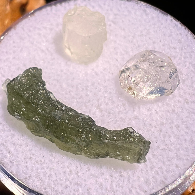 Moldavite, Phenakite, & Herkimer Diamond #67-Moldavite Life