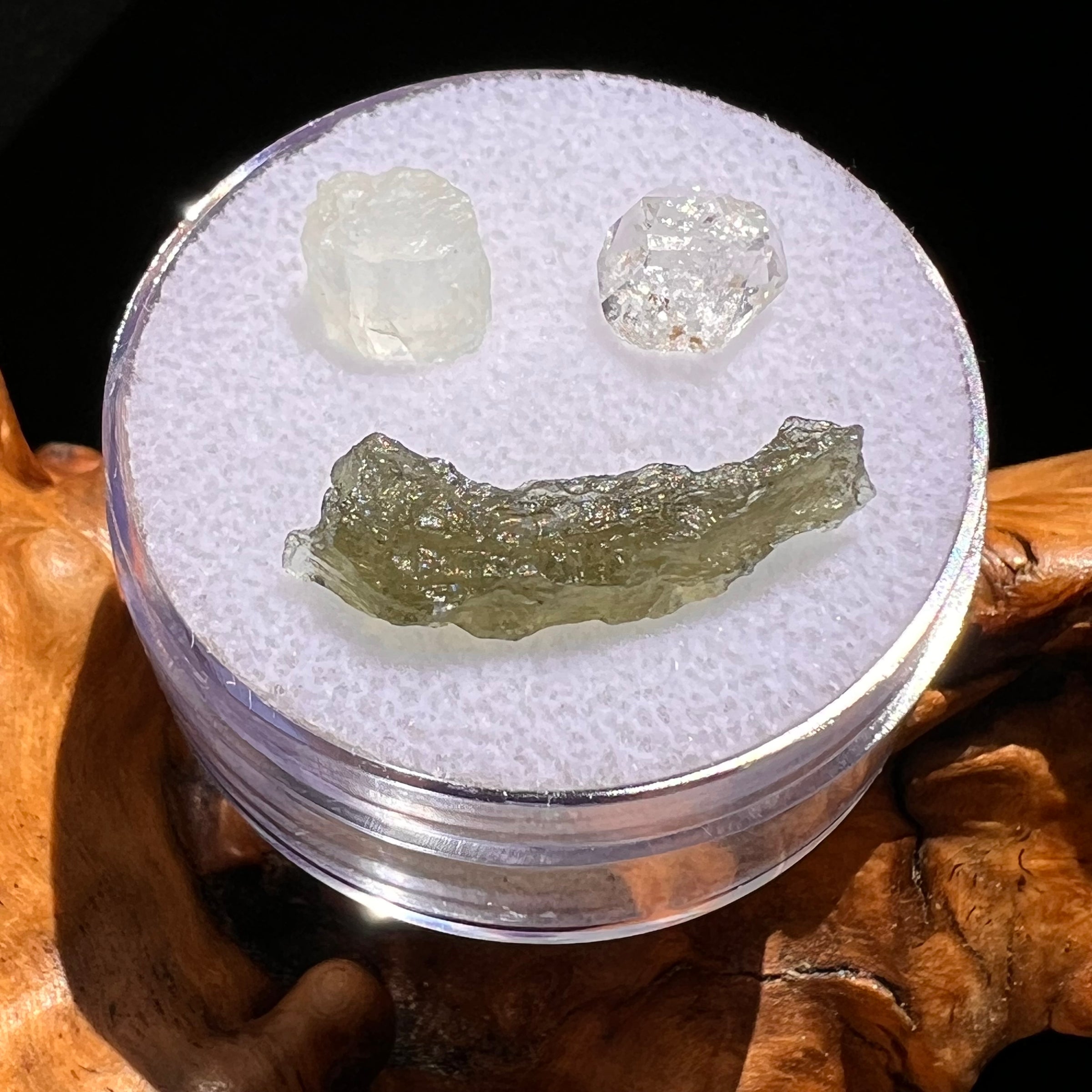 Moldavite, Phenakite, & Herkimer Diamond #67-Moldavite Life