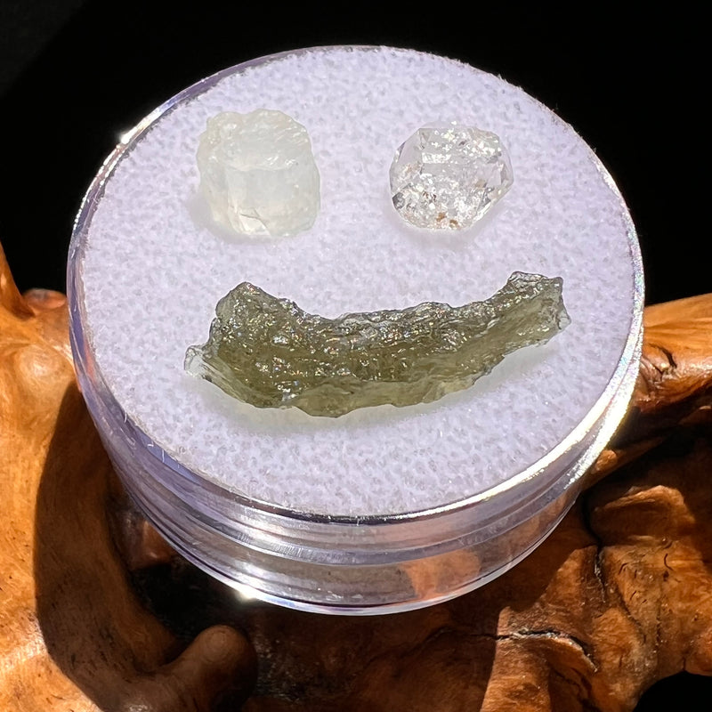 Moldavite, Phenakite, & Herkimer Diamond #67-Moldavite Life