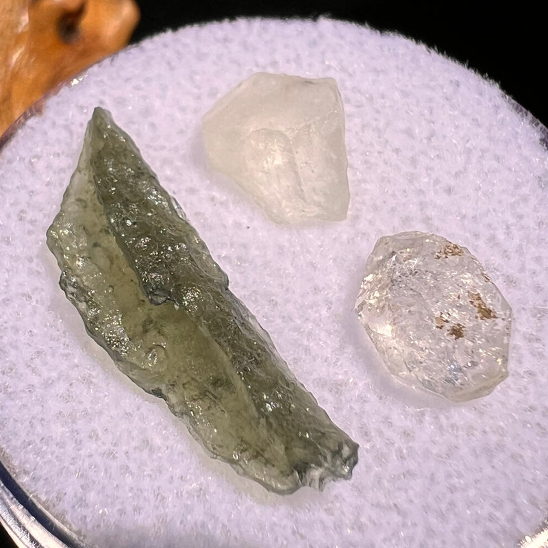 Moldavite, Phenakite, & Herkimer Diamond #68-Moldavite Life