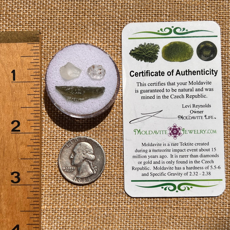 Moldavite, Phenakite, & Herkimer Diamond #68-Moldavite Life