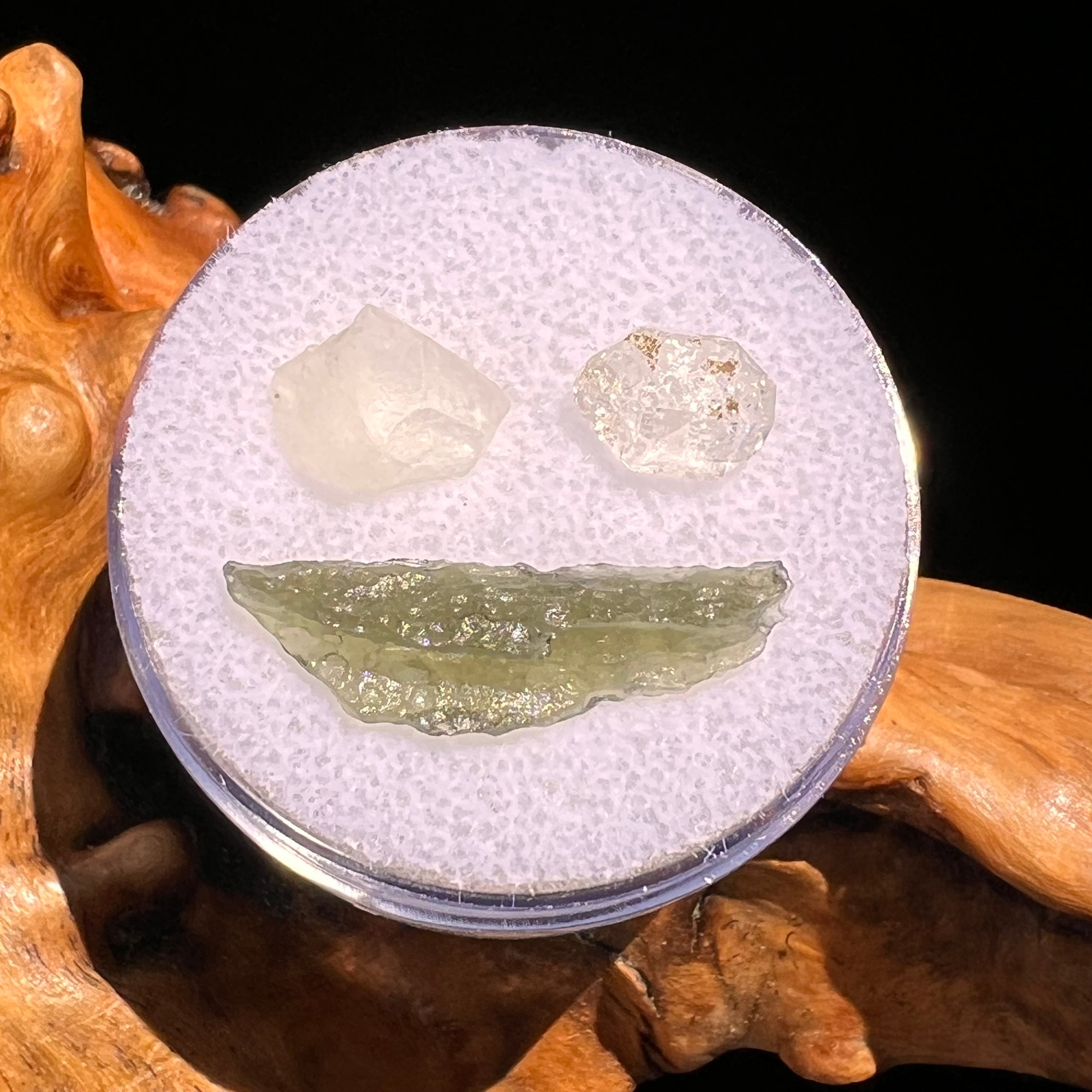 Moldavite, Phenakite, & Herkimer Diamond #68-Moldavite Life