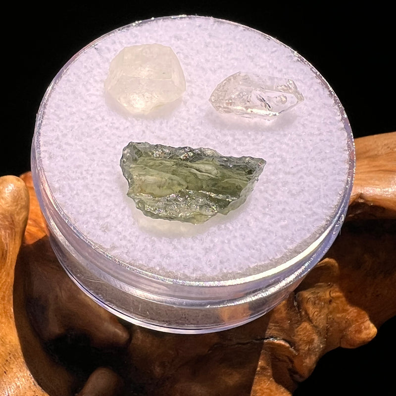 Moldavite, Phenakite, & Herkimer Diamond #69-Moldavite Life
