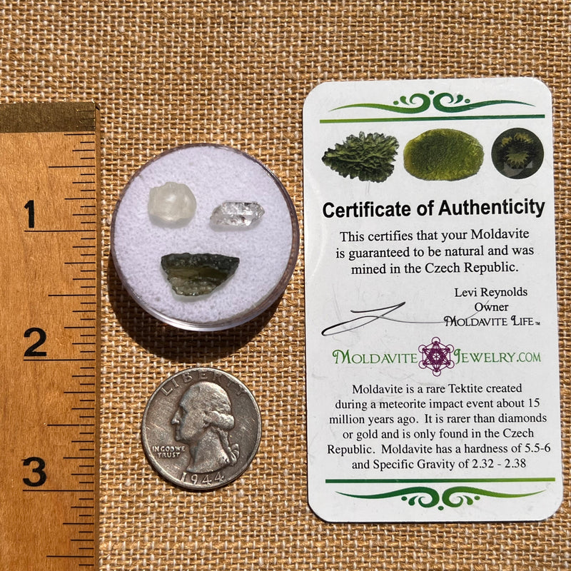 Moldavite, Phenakite, & Herkimer Diamond #69-Moldavite Life
