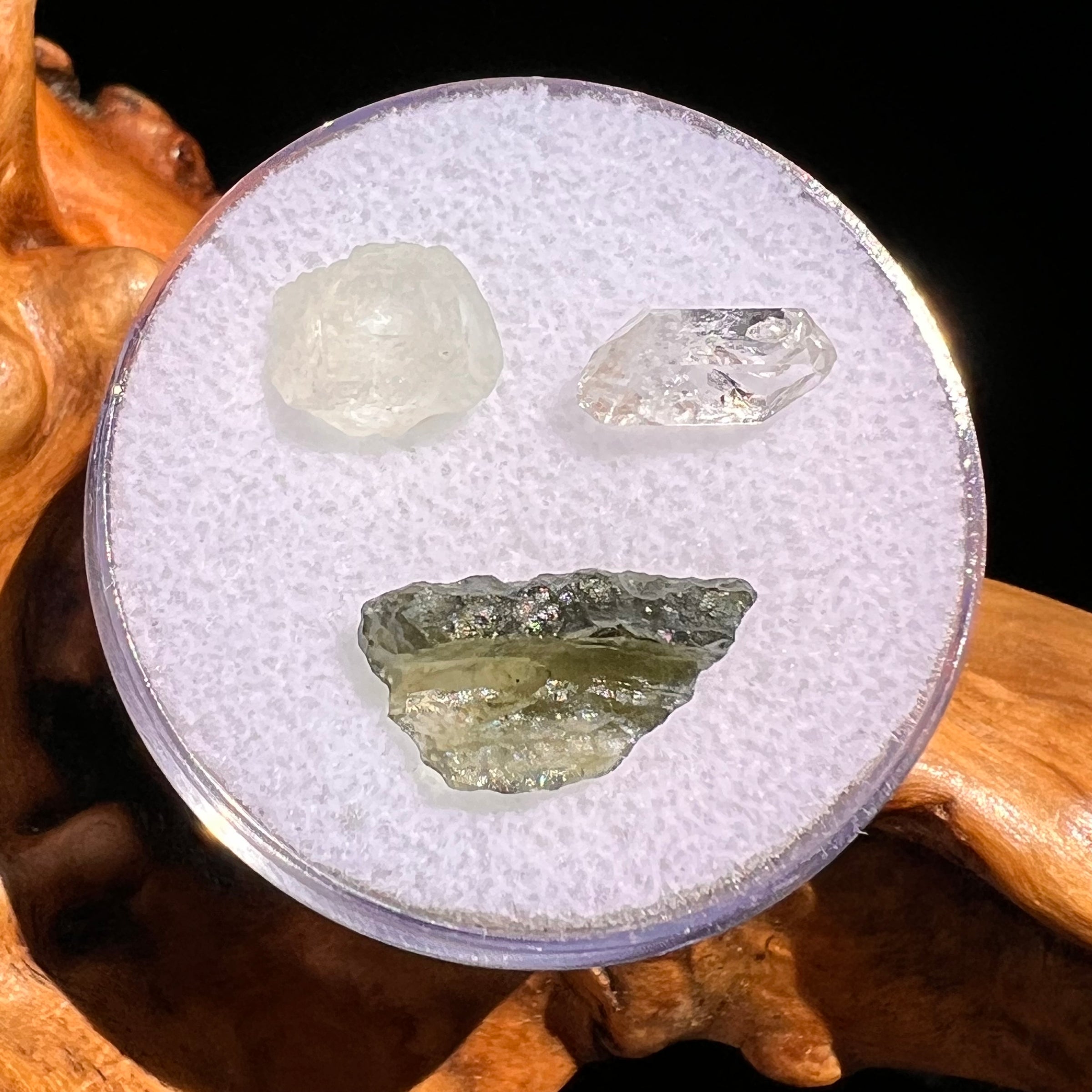 Moldavite, Phenakite, & Herkimer Diamond #69-Moldavite Life