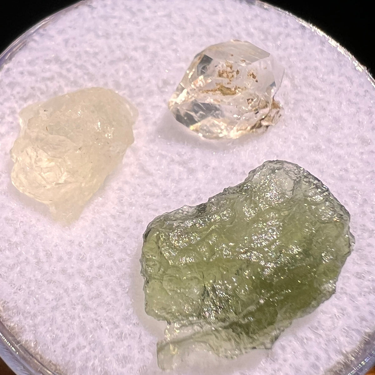 Moldavite, Phenakite, & Herkimer Diamond #70-Moldavite Life