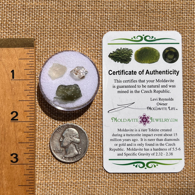 Moldavite, Phenakite, & Herkimer Diamond #70-Moldavite Life