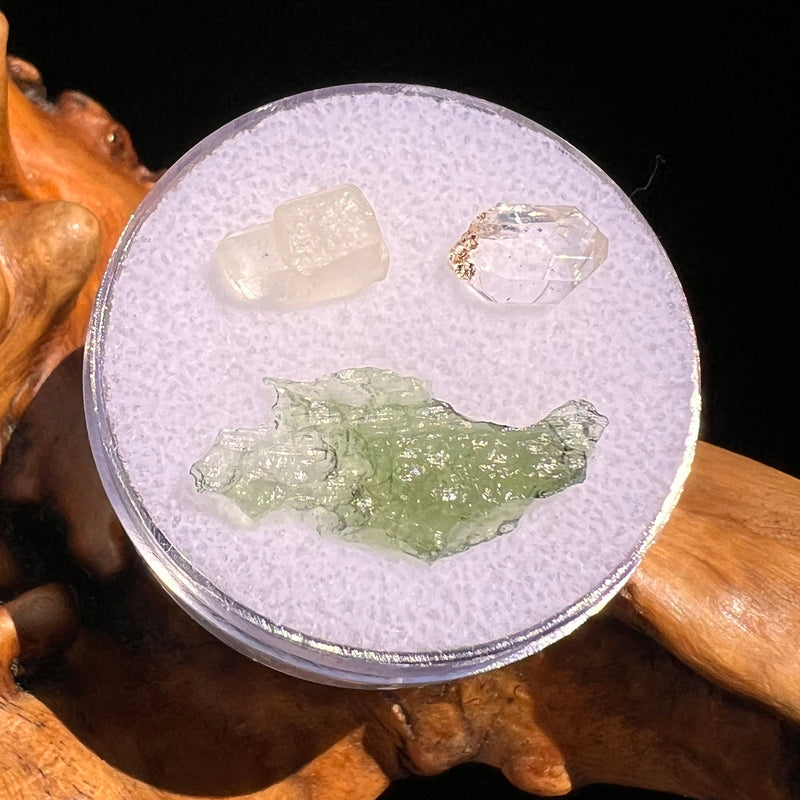 Moldavite, Phenakite, & Herkimer Diamond #71-Moldavite Life
