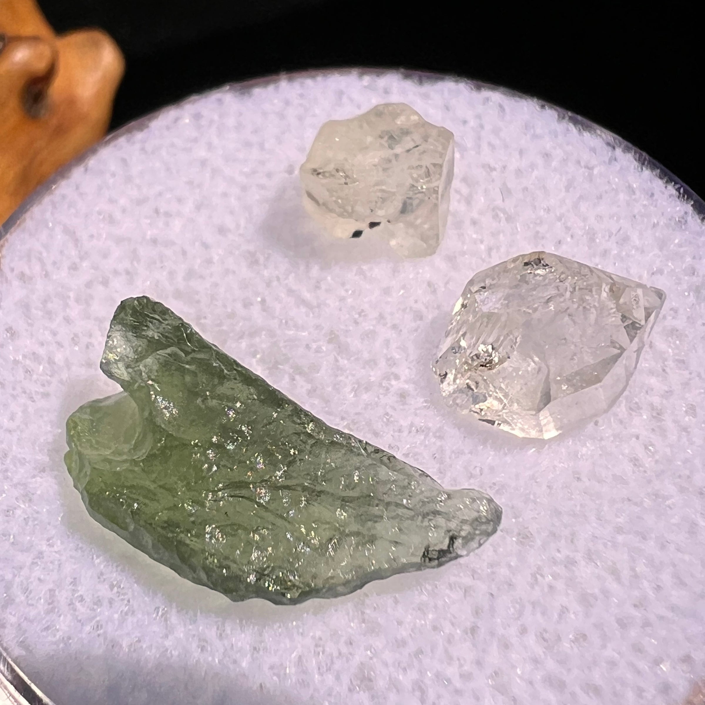 Moldavite, Phenakite, & Herkimer Diamond #72-Moldavite Life