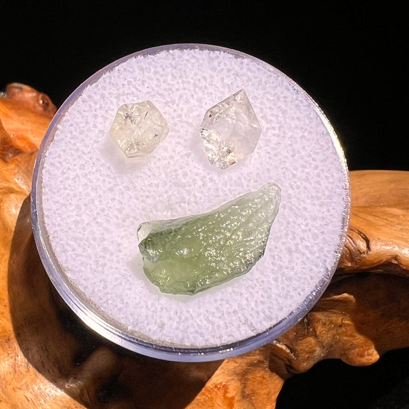 Moldavite, Phenakite, & Herkimer Diamond #72-Moldavite Life
