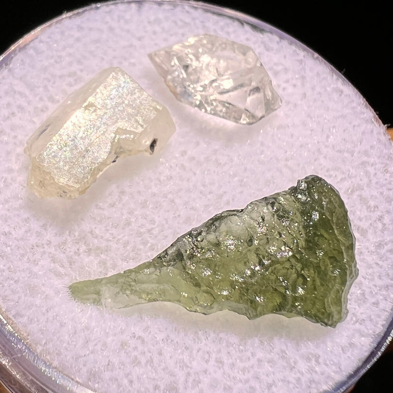 Moldavite, Phenakite, & Herkimer Diamond #73-Moldavite Life