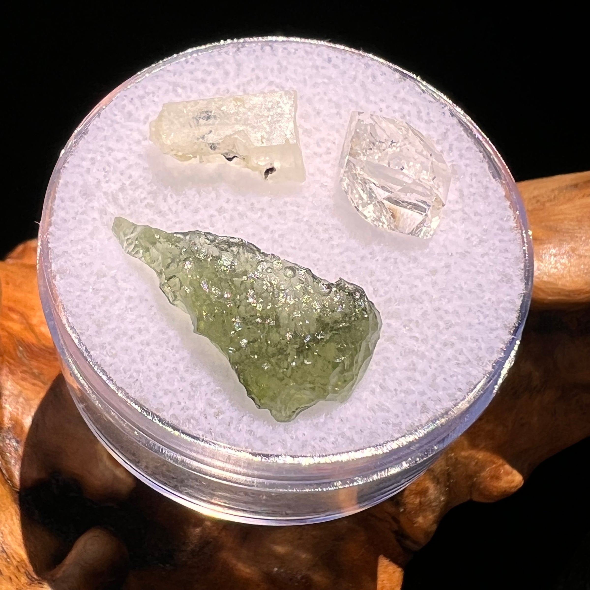 Moldavite, Phenakite, & Herkimer Diamond #73-Moldavite Life