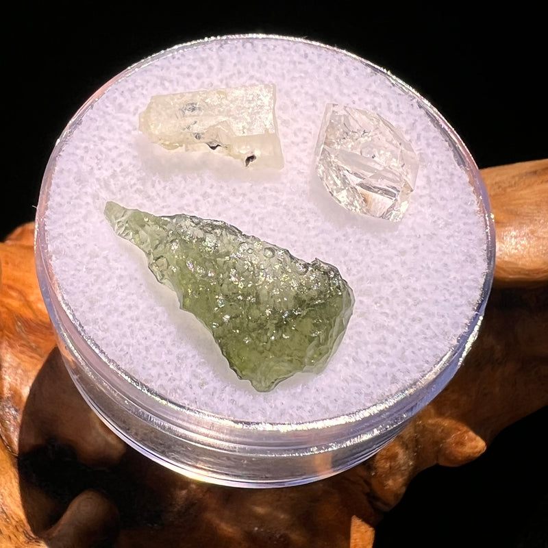 Moldavite, Phenakite, & Herkimer Diamond #73-Moldavite Life