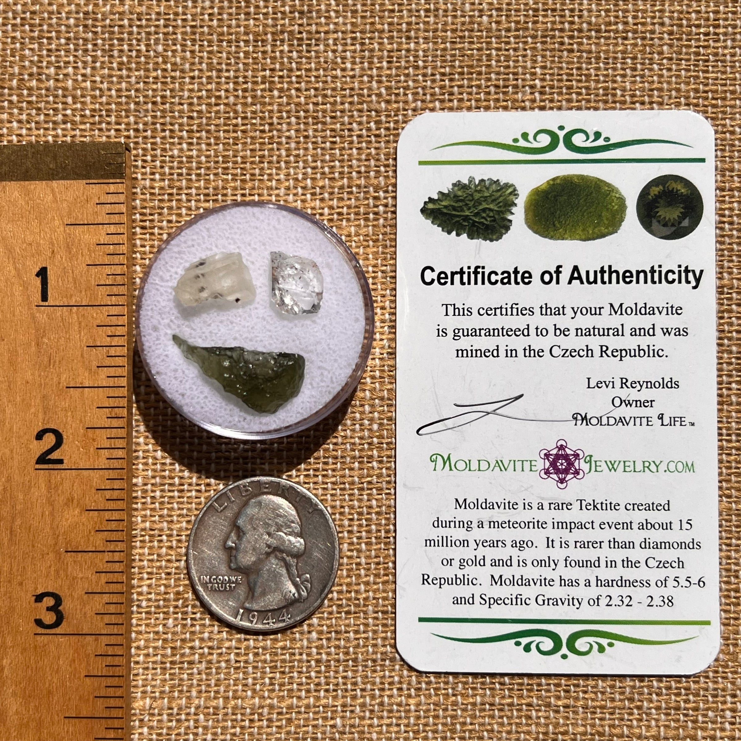 Moldavite, Phenakite, & Herkimer Diamond #73-Moldavite Life