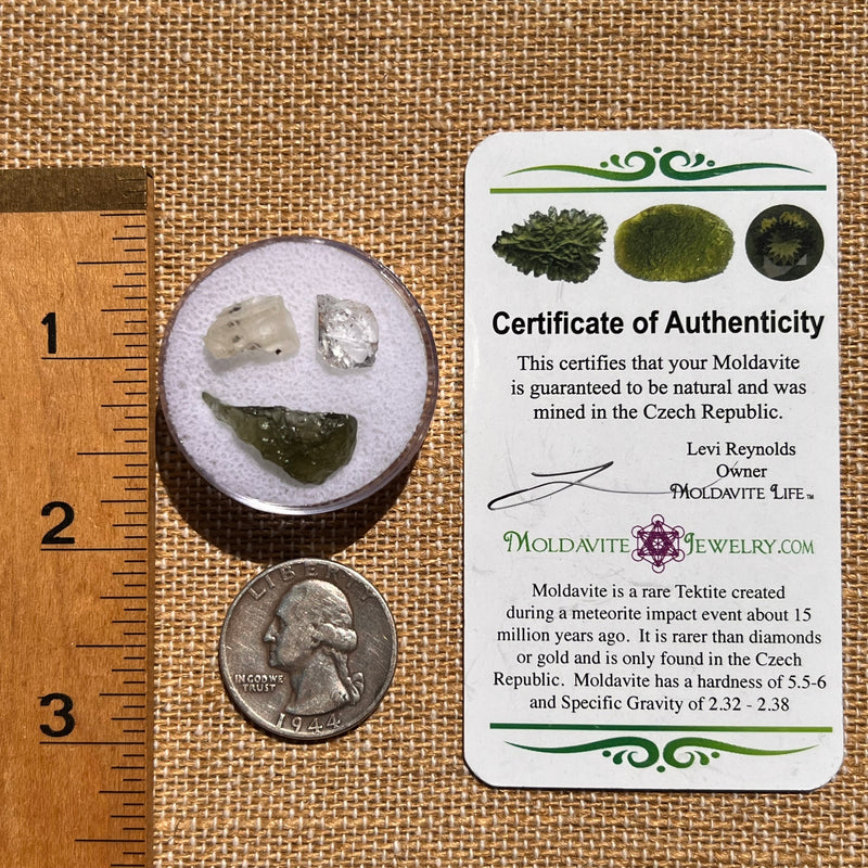Moldavite, Phenakite, & Herkimer Diamond #73-Moldavite Life
