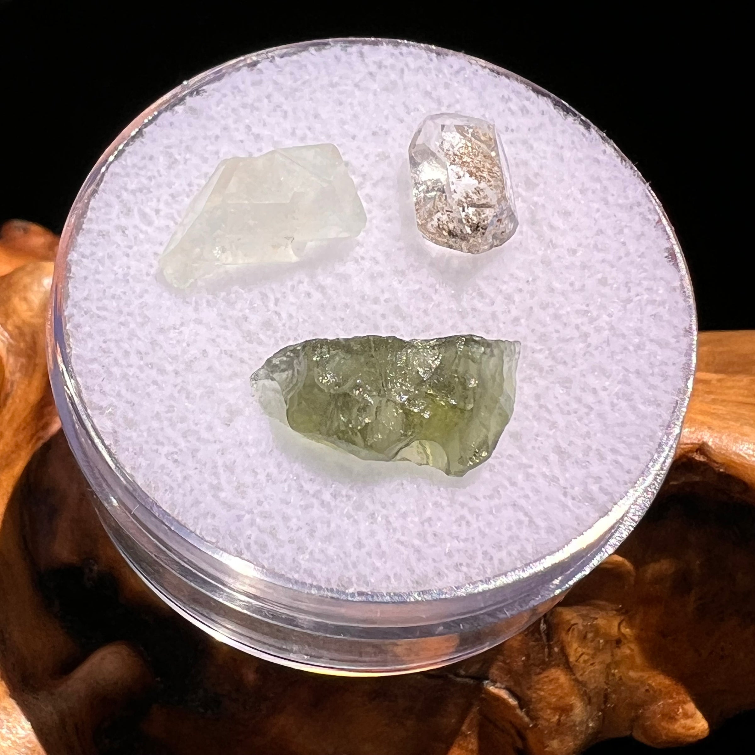 Moldavite, Phenakite, & Herkimer Diamond #74-Moldavite Life