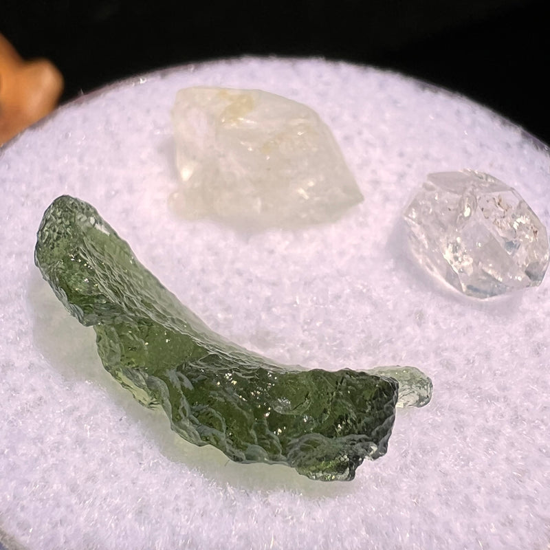 Moldavite, Phenakite, & Herkimer Diamond #75-Moldavite Life