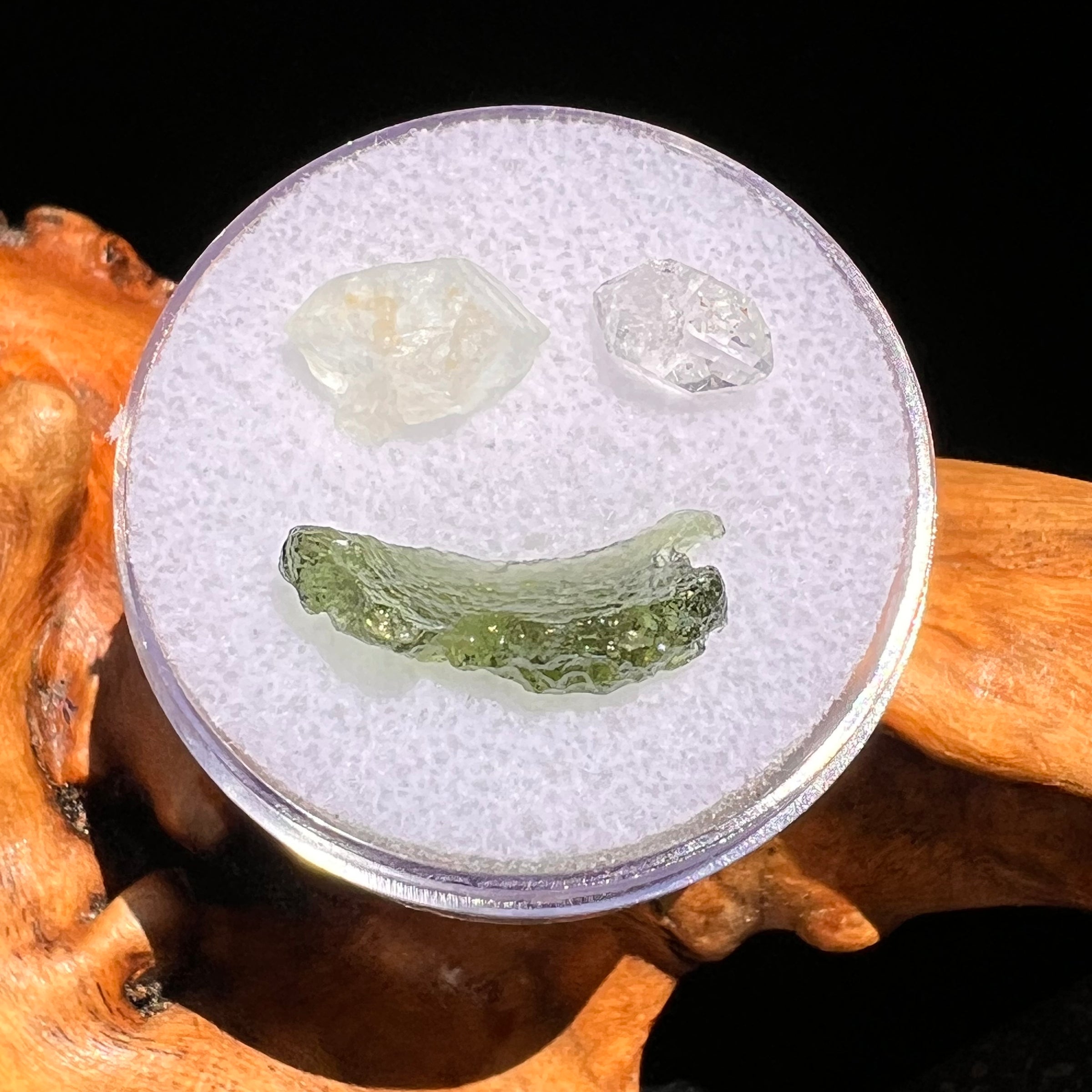 Moldavite, Phenakite, & Herkimer Diamond #75-Moldavite Life