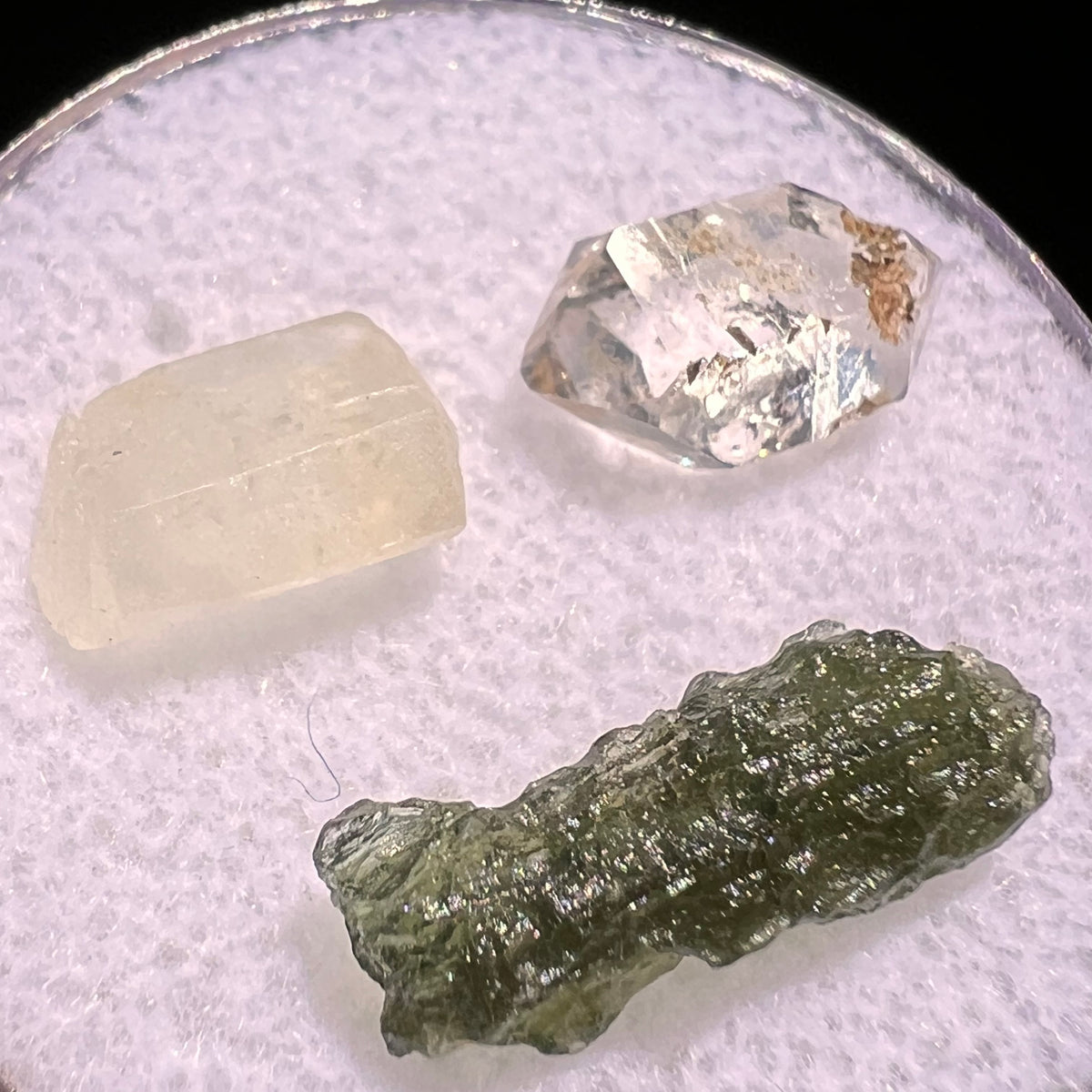 Moldavite, Phenakite, & Herkimer Diamond #76-Moldavite Life