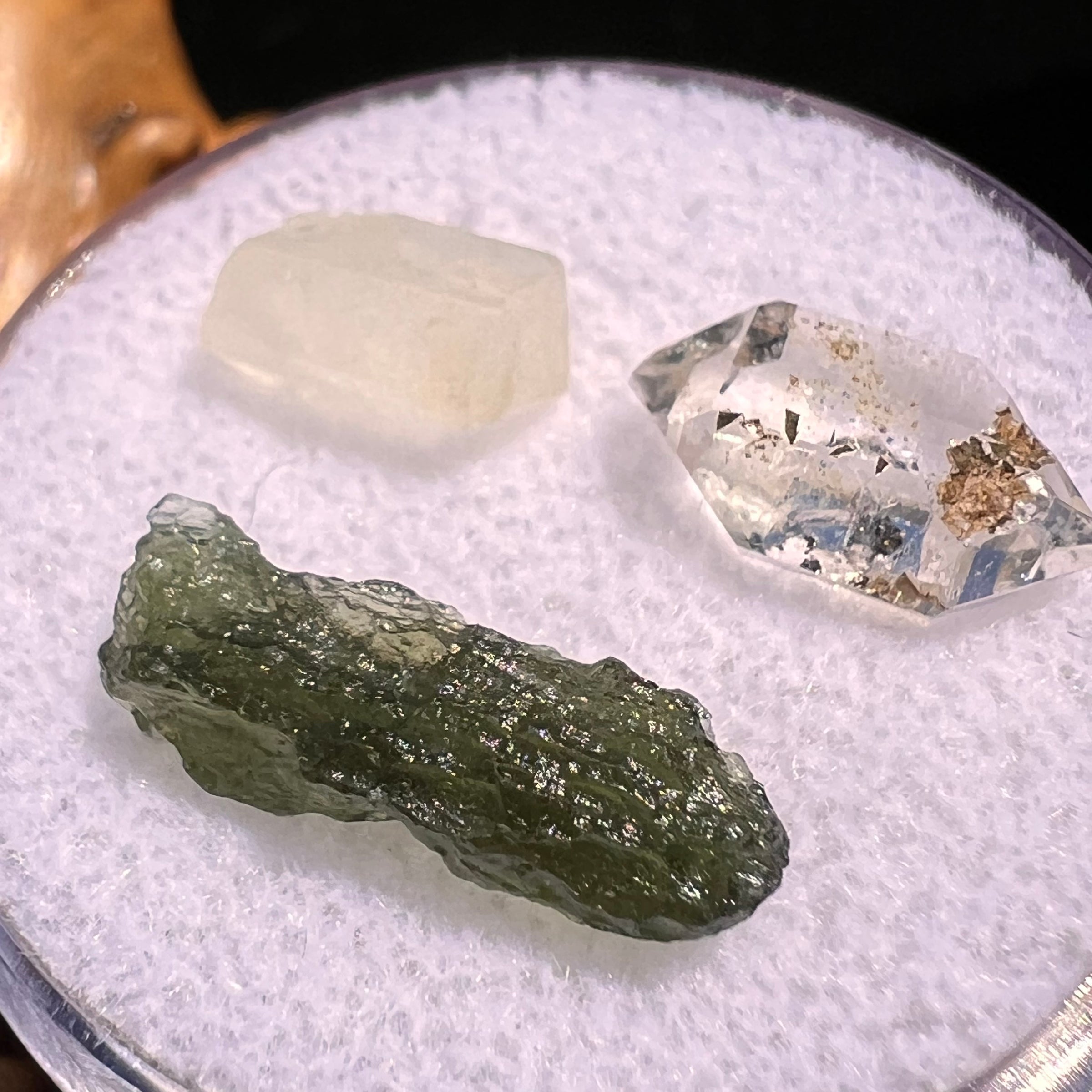 Moldavite, Phenakite, & Herkimer Diamond #76-Moldavite Life