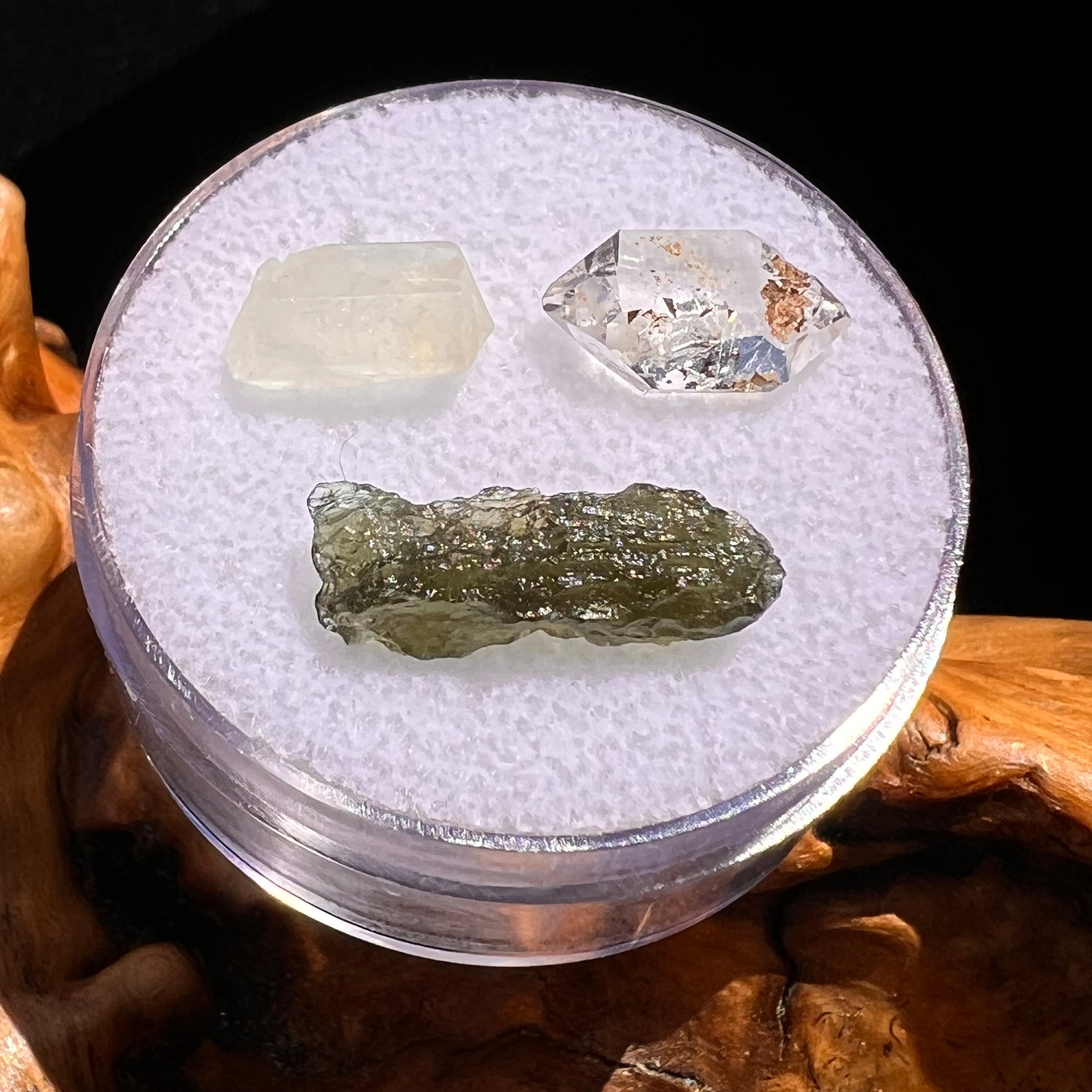Moldavite, Phenakite, & Herkimer Diamond #76-Moldavite Life
