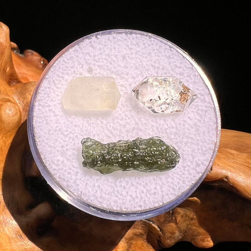 Moldavite, Phenakite, & Herkimer Diamond #76-Moldavite Life