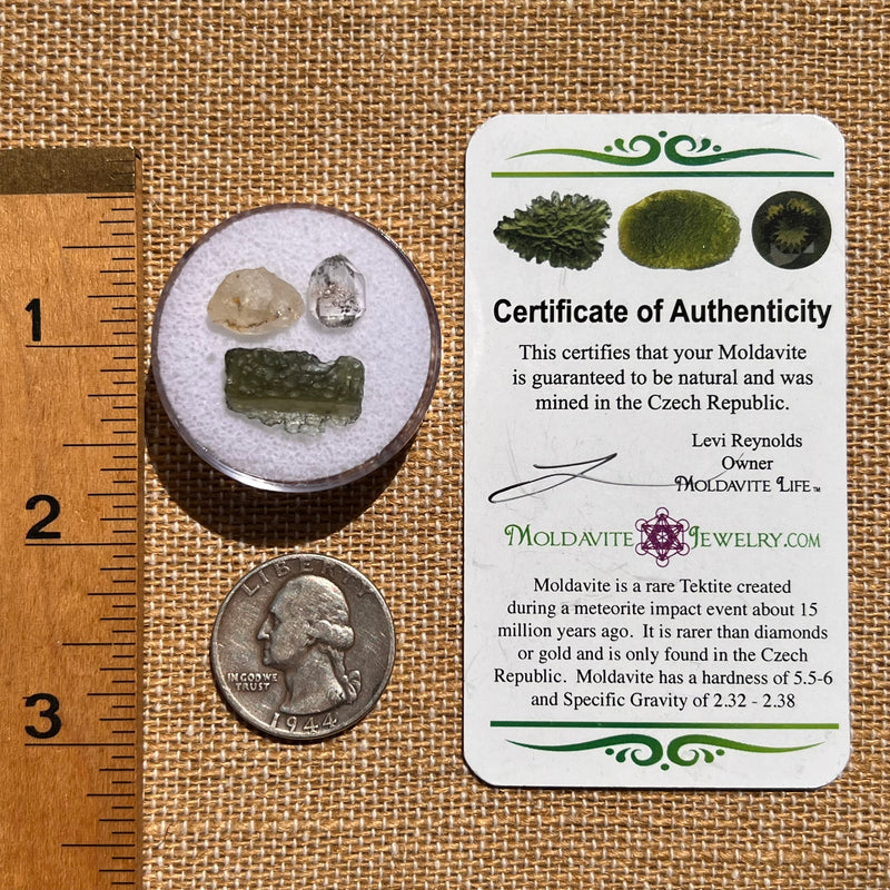 Moldavite, Phenakite, & Herkimer Diamond #77-Moldavite Life