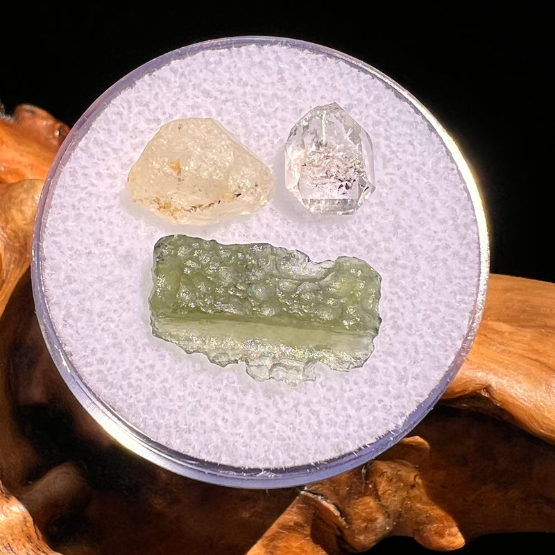 Moldavite, Phenakite, & Herkimer Diamond #77-Moldavite Life