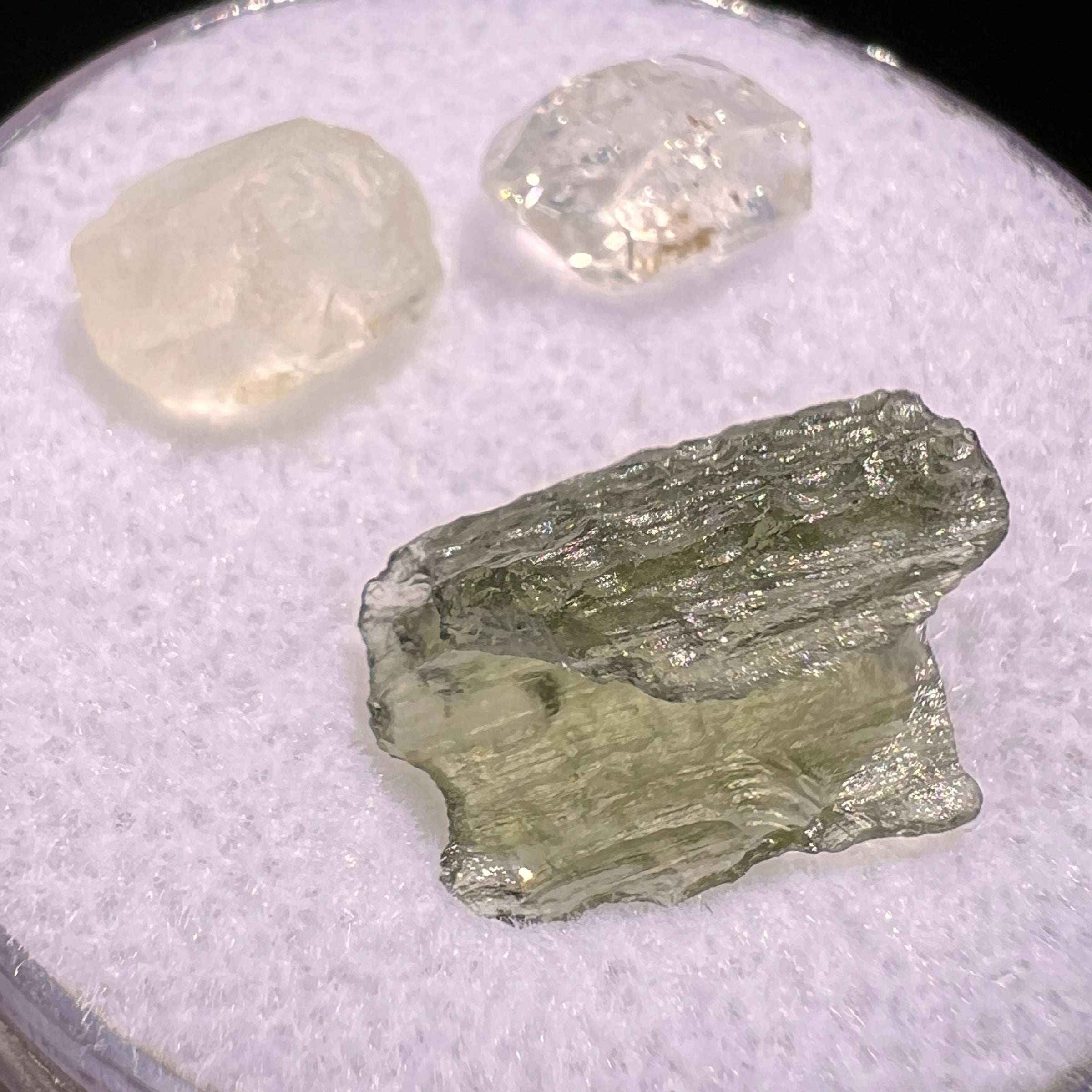 Moldavite, Phenakite, & Herkimer Diamond #78-Moldavite Life