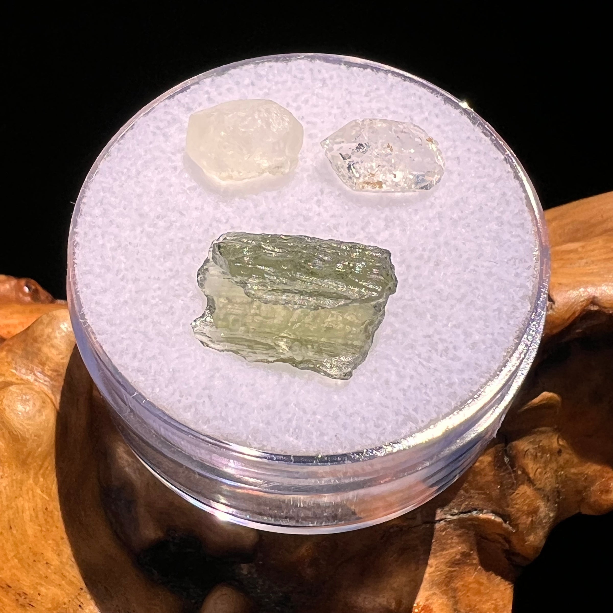 Moldavite, Phenakite, & Herkimer Diamond #78-Moldavite Life