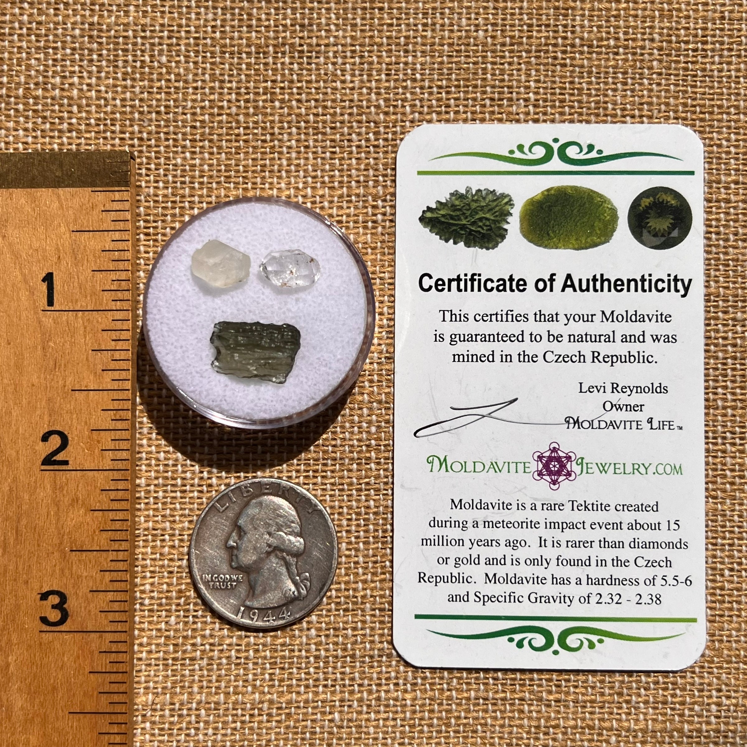 Moldavite, Phenakite, & Herkimer Diamond #78-Moldavite Life