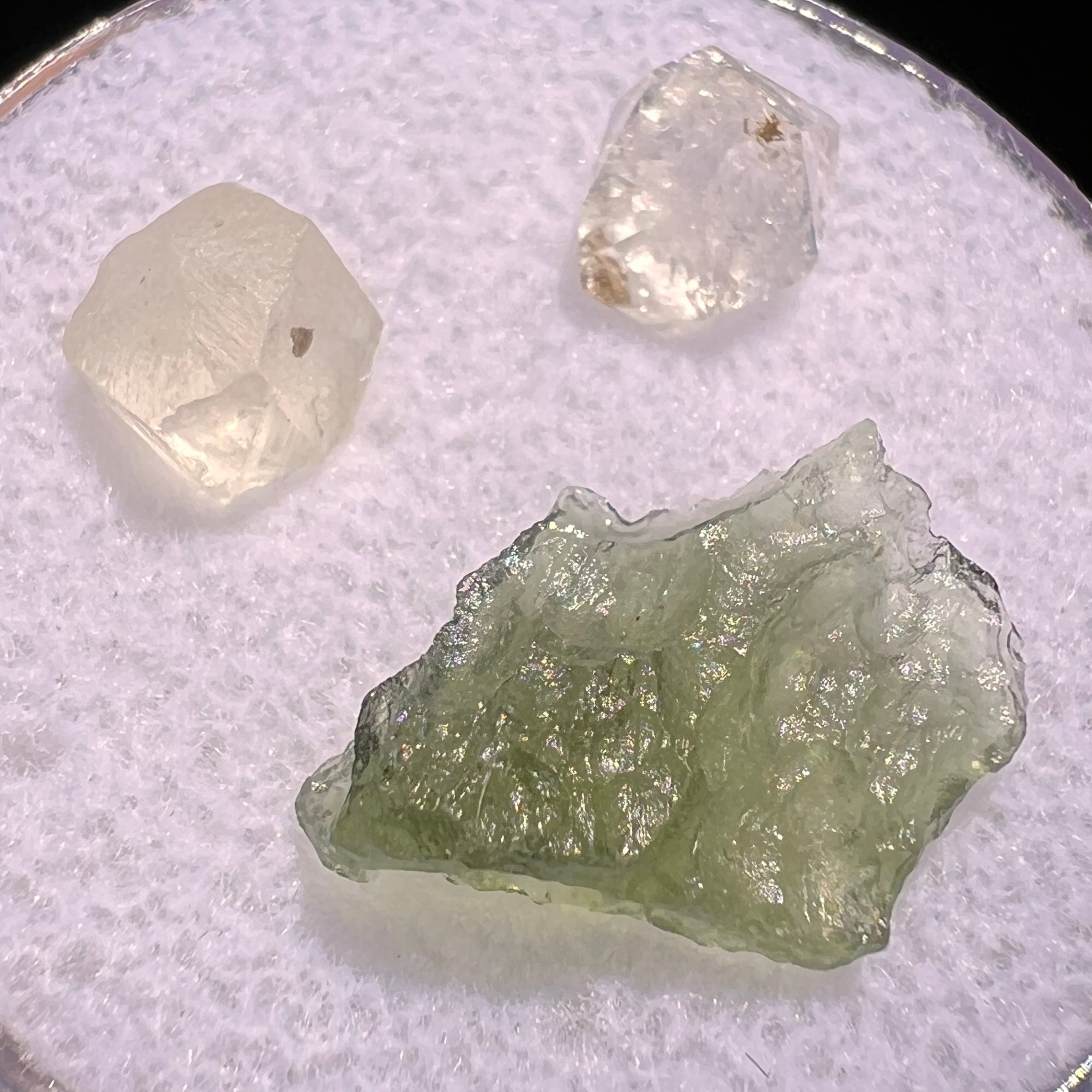 Moldavite, Phenakite, & Herkimer Diamond #79-Moldavite Life