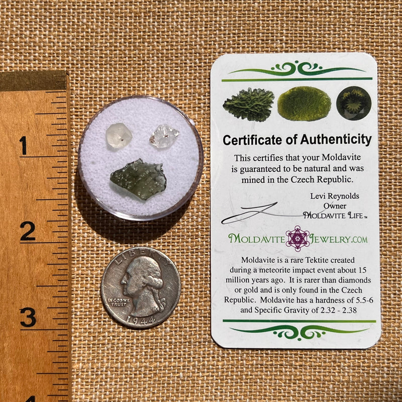 Moldavite, Phenakite, & Herkimer Diamond #79-Moldavite Life