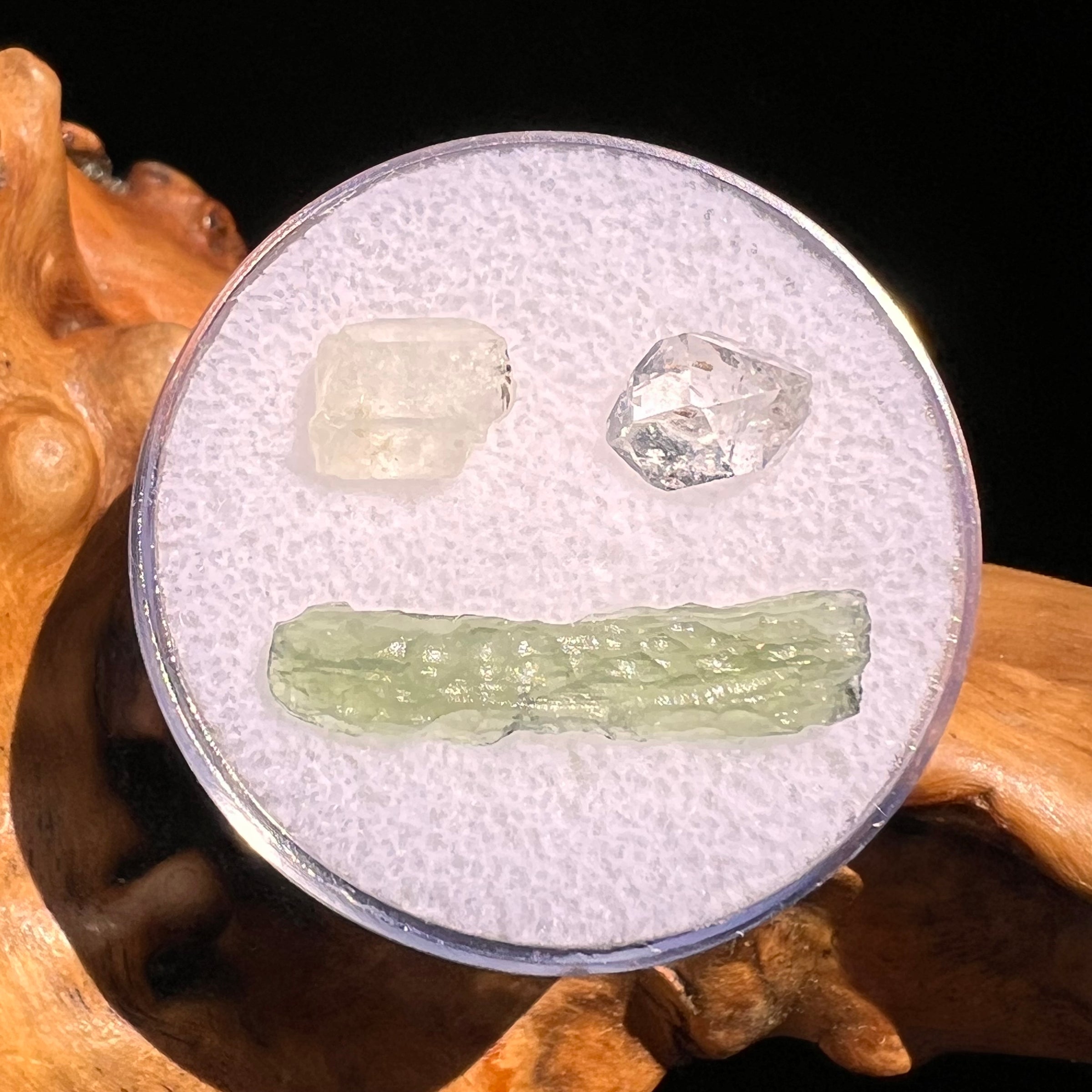 Moldavite, Phenakite, & Herkimer Diamond #80-Moldavite Life