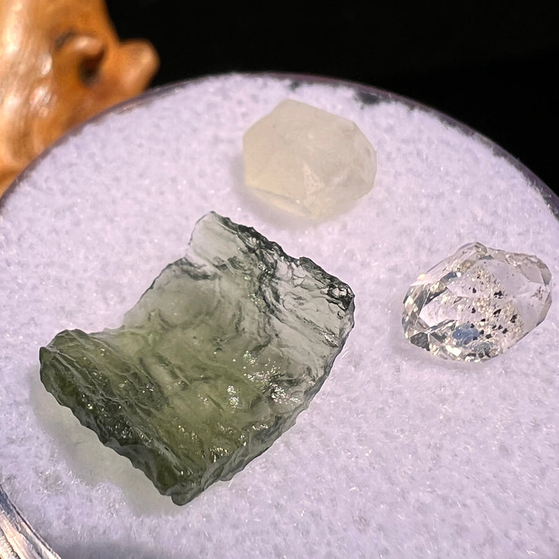 Moldavite, Phenakite, & Herkimer Diamond #81-Moldavite Life
