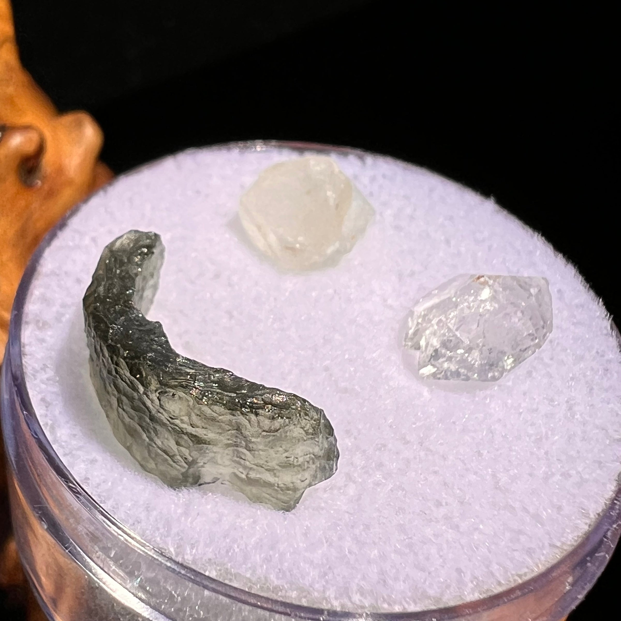 Moldavite, Phenakite, & Herkimer Diamond #82-Moldavite Life