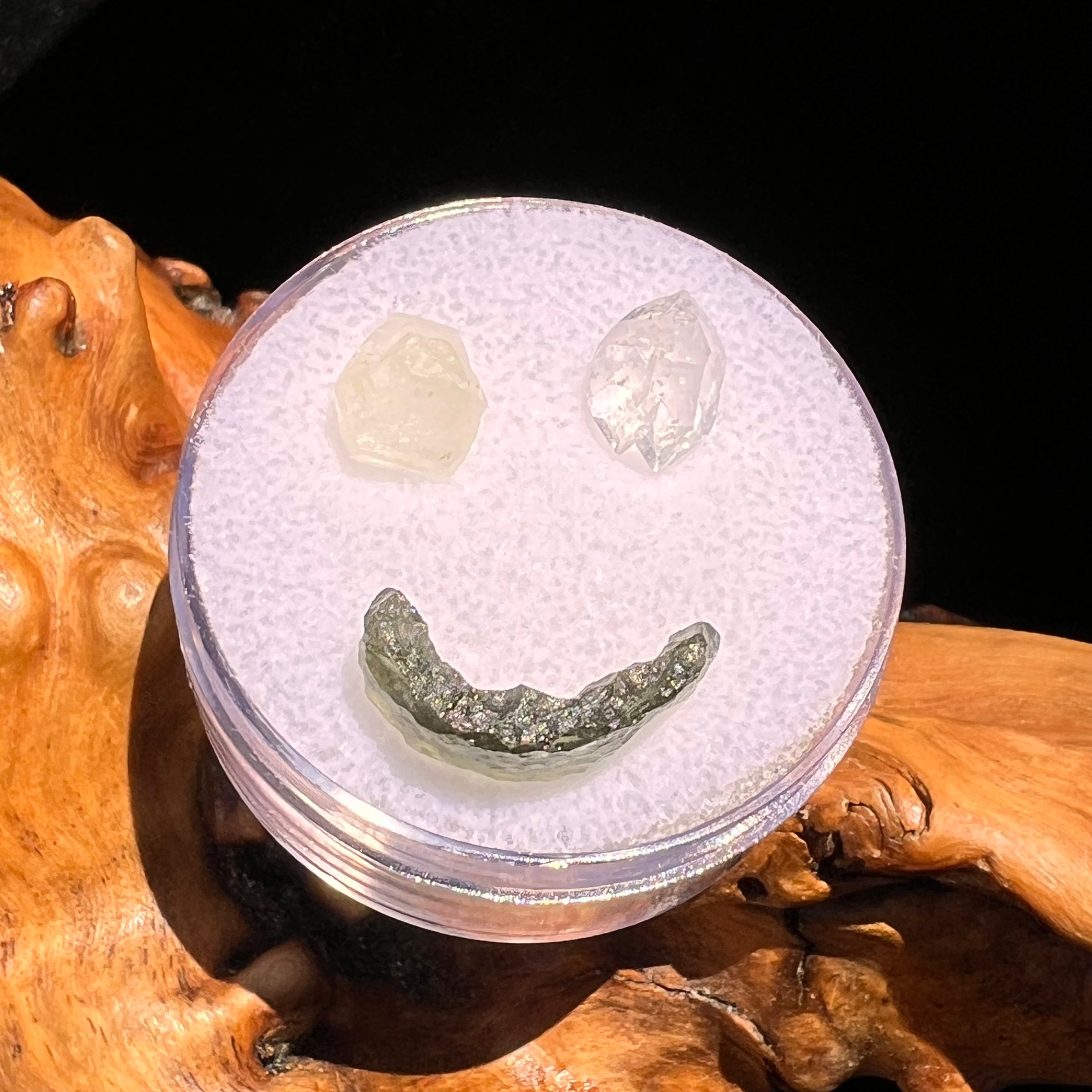 Moldavite, Phenakite, & Herkimer Diamond #82-Moldavite Life