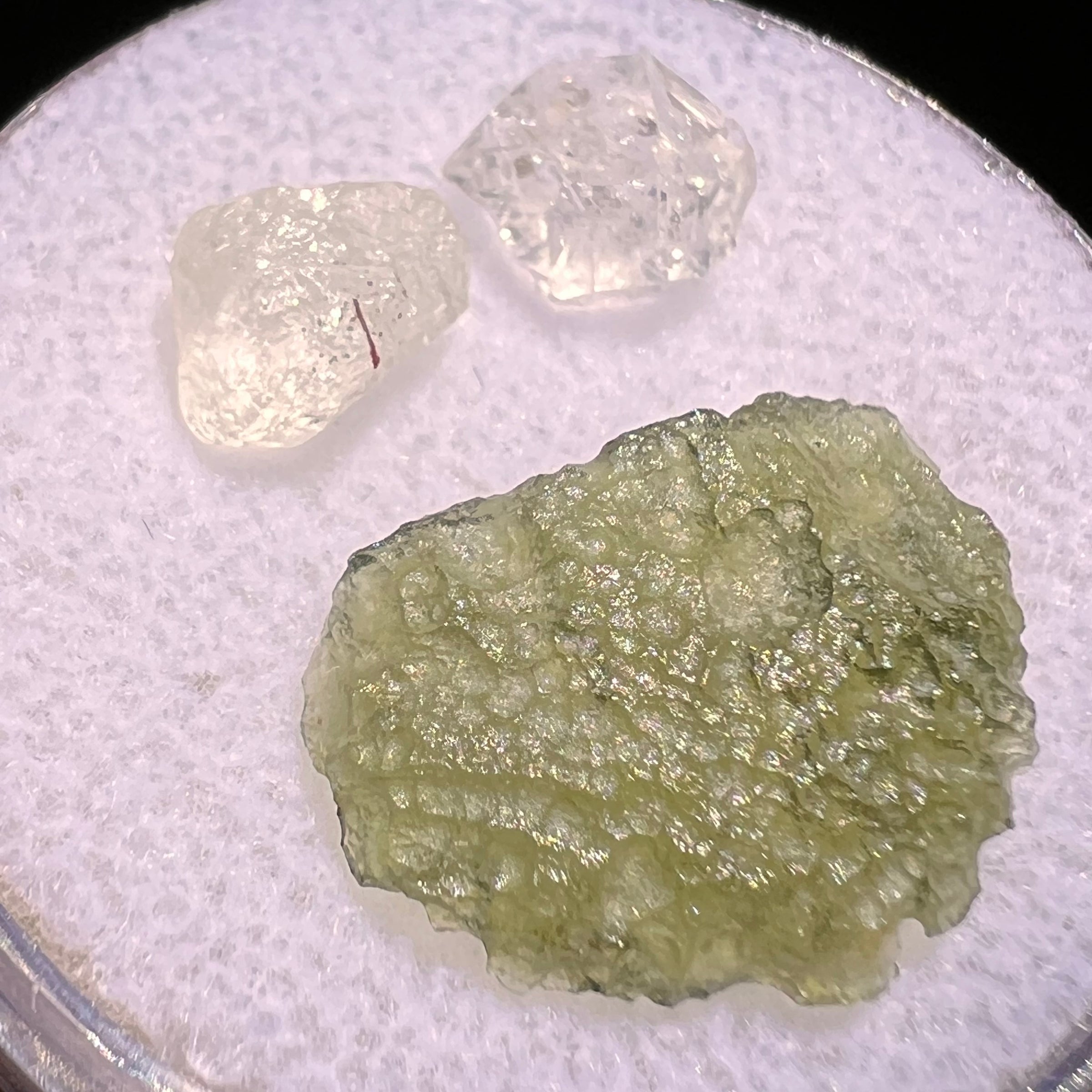 Moldavite, Phenakite, & Herkimer Diamond #83-Moldavite Life