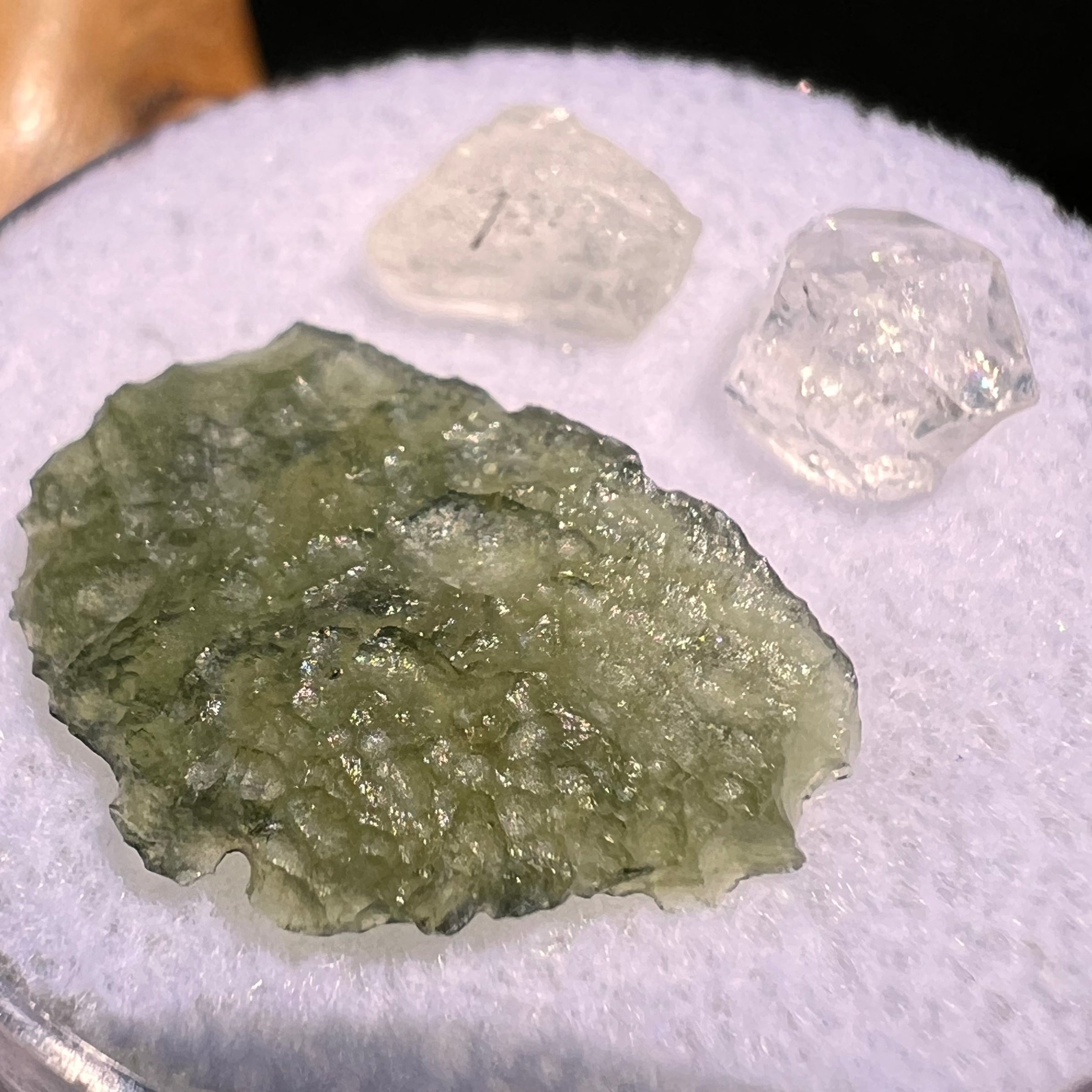 Moldavite, Phenakite, & Herkimer Diamond #83-Moldavite Life