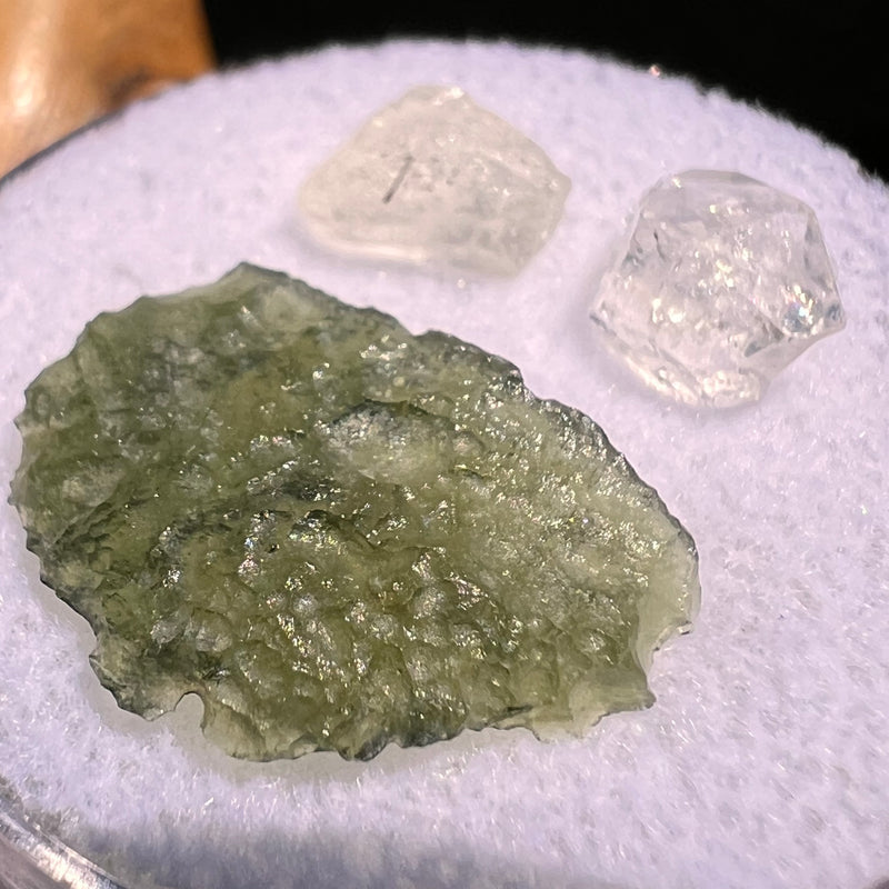 Moldavite, Phenakite, & Herkimer Diamond #83-Moldavite Life