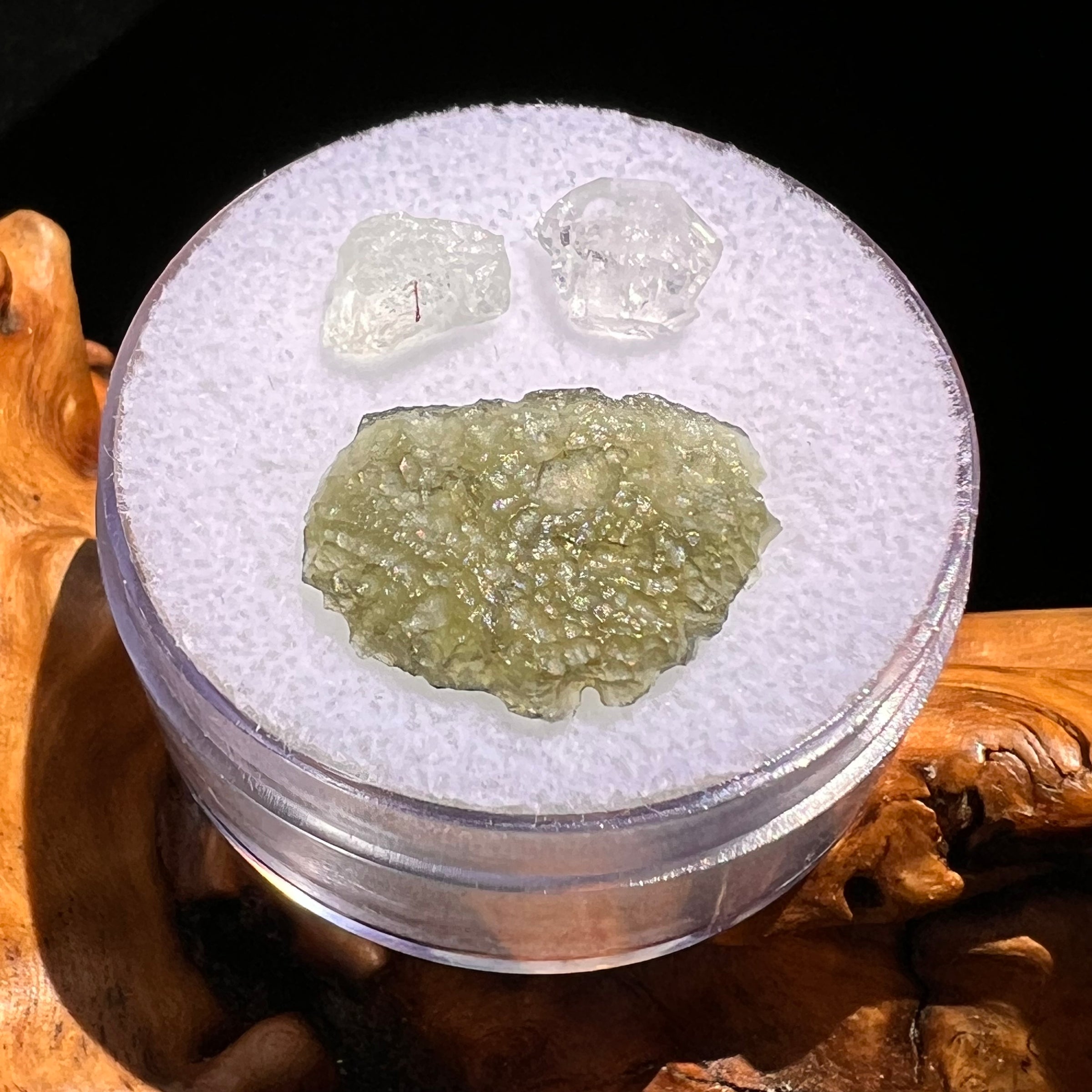 Moldavite, Phenakite, & Herkimer Diamond #83-Moldavite Life