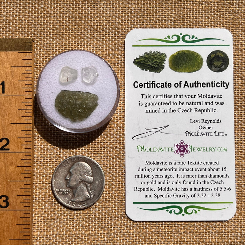 Moldavite, Phenakite, & Herkimer Diamond #83-Moldavite Life
