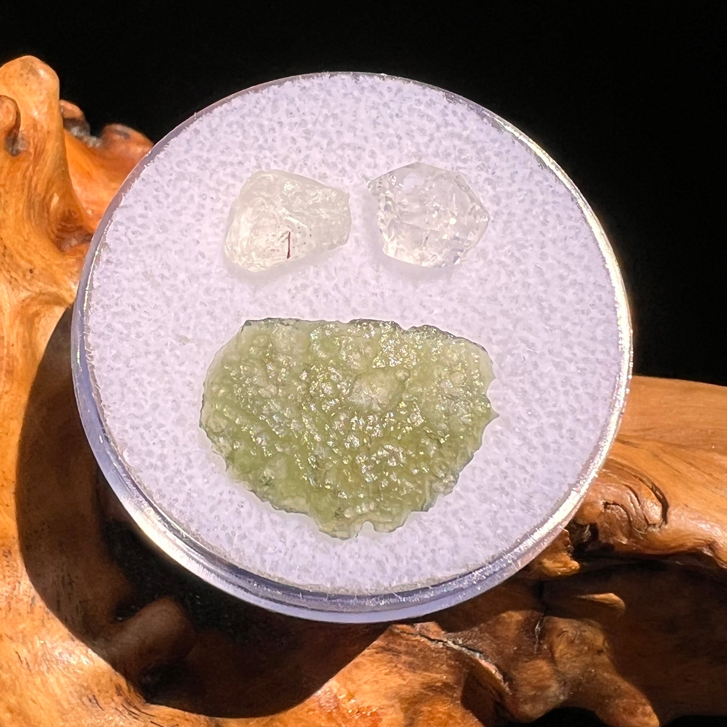 Moldavite, Phenakite, & Herkimer Diamond #83-Moldavite Life